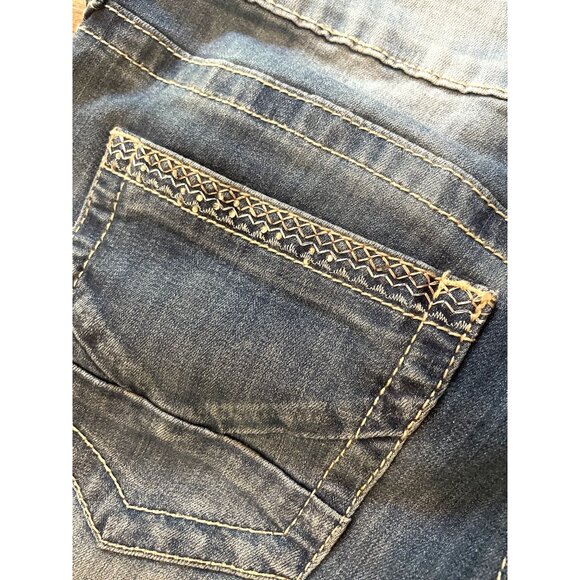 Womens Daytrip Virtigo Straight Leg Embroidered Distressed Jeans 33R Comfort Ret - Picture 6 of 7